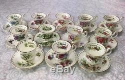 Royal Albert Flower Of The Month Set 24 Pieces Miniature Tea Cup & Saucer
