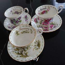 Royal Albert Flower of the Month January-December teacup saucer 12 set rare