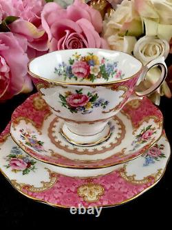 Royal Albert Lady Carlyle Large Tea Set Tea Cups Trios Pink Tea Cups 28 Items