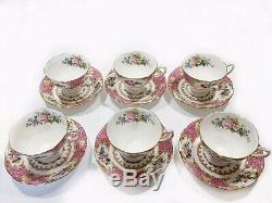 Royal Albert Lady Carlyle bone china tea cups & saucers, set of 6