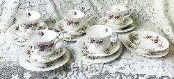 Royal Albert Lavender Rose Milk & Sugar Cake Plate 5 Cups 6 Saucers 6 Plates