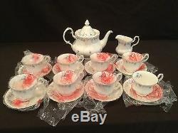 Royal Albert Memory Lane Tea Set Teapot Creamer 8 Cup And Saucers