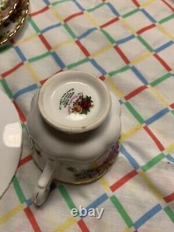 Royal Albert Old Country Roses 25 Pc Tea Set Teapot, 6x Cup Trios England