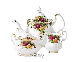 Royal Albert Old Country Roses 3-Piece Teapot Cup Creamer Tea Set England NEW