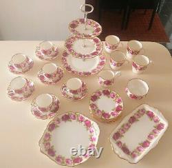 Royal Albert Old English Rose Cake Stand Tea Cup Saucer Plate Milk Sugar Coffee