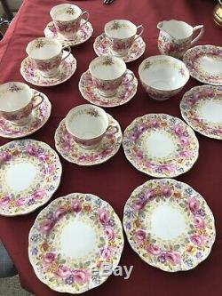 Royal Albert Serena Vintage 20-piece Pink Rose Bone China Tea Cup Set