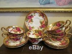 Royal Chelsea England Golden Rose Set Of 6 Tea Cup And Saucer