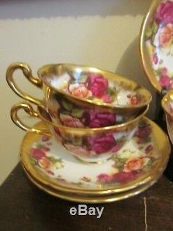 Royal Chelsea England Golden Rose Set Of 6 Tea Cup And Saucer