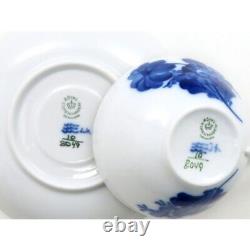 Royal Copenhagen 2 Pcs Set Blue Flower Tea Cups & Saucers Porcelain Denmark
