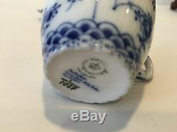 Royal Copenhagen Blue Fluted Full Lace Denmark Cup & Saucer Set, 2 1/4 Tall-Cup
