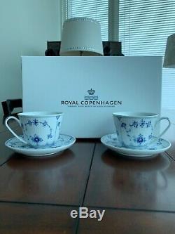 Royal Copenhagen Blue Fluted Full Lace Tea Cup & Saucer SET of 2