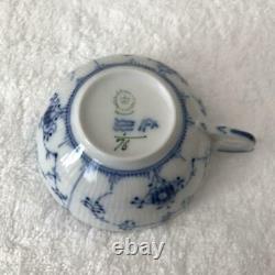 Royal Copenhagen Blue Fluted Tea Cup & Saucer Double Set Antique 1980s Used