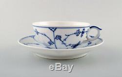 Royal Copenhagen Blue Fluted plain tea cup with saucer # 1/76. 3 sets