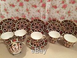 Royal Crown Derby 1st Quality Old Imari 1128 Set of 6 x Tea Cups & Saucers