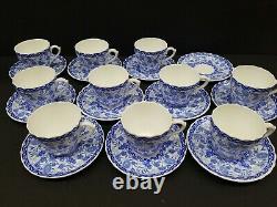 Royal Crown Derby Tea Cup & Saucer Set Wilmot Blue (19) 1954 Bone China England