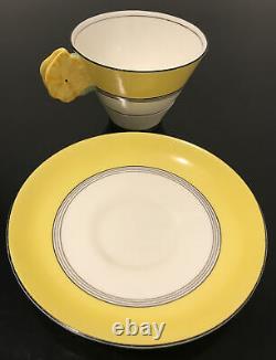 Royal Paragon Flower Handle Yellow Tea Cup Saucer Set Rare