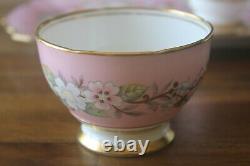 Royal Stafford Pink Garland Open Sugar Bowl cup Creamer Tray for tea set Gold