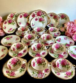 Royal Standard Orleans Rose Pink Cabbage Roses Tea Set Tea Cups Set 34 Items