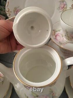 Royal Stuart Bone China Pink Water Lily Tea Set Tea Cups Tea Pot Trios 19 Item