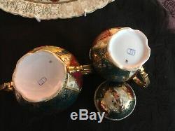 Royal Vienna style Large tray set two tea cup & saucers victorian scenes