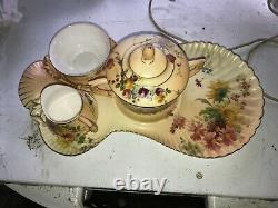 Royal Worcester Extermely Rare Tea For One Set With Twin Handled Cup With Lid
