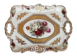 Royalty Porcelain 10-pc Vintage Rose Decor Dining Tea Cup Set for 6, 24K Gold