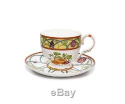 Royalty Porcelain 15-Piece Citrus Yellow Vintage Dining Tea Cup Set for 6