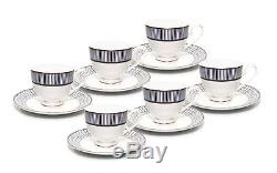 Royalty Porcelain 15-pc Vintage Dining Tea Cup Set, Russian Cobalt Blue, 24K