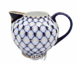 Russian Cobalt Blue Net 23-pc Tea Cup Set, Saint Petersburg 24K Gold Bone China