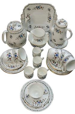 SHELLEY 29pc tea/coffee set early 1920s CHELSEA pattern VINCENT cups/MOCHA cans