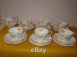 SHELLEY CHARM YELLOW Part Tea Set, some paint marks inside cups&rubbing on gold