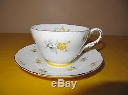 SHELLEY CHARM YELLOW Part Tea Set, some paint marks inside cups&rubbing on gold