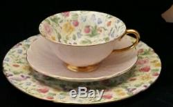 SHELLEY Countryside Pink Chintz (Oleander) 13700 TEA CUP SAUCER 3 PIECE SET