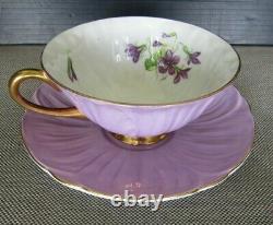 SHELLEY Violets Purple Lavender Oleander Teacup and Saucer Set England China
