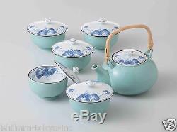 SUPER SALE Arita-yaki Porcelain Grape Kyusu Tea pot & 5 tea cup Set w Box