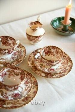 Samuel Radford Antique Victorian Part Tea Set Floral Cups Saucers Plates