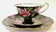Scarce Shelley Black Gainsborough Cabbage Roses Trio Teacup Saucer Plate Set