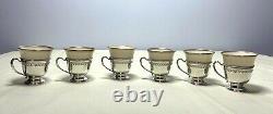 Set 6 LENOX Demitasse Tea Cups with Frank M. Whiting Sterling Silver Holders