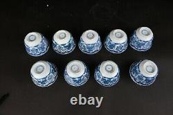 Set Blue and White Wine tea Cups 20th C