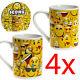Set Of 4 Emoji Mug Stoneware Kitchen Drinking Coffee Tea Cup Design Novelty New