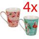 Set Of 4 Tropical Flamingo Coffee Tea Drinking Mug Cup Tea Bone China Kitchen
