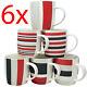 Set Of 6 Mugs Coffee Tea Drinking Mug Cup Kitchen Gift Ceramic Hot Chocolate New
