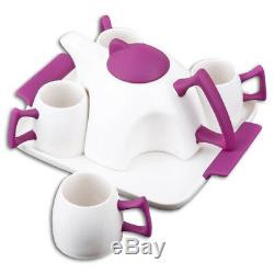 Set Of 6 Teapot Set With Tray Porcelain Cup Party Kitchen Serving Tea Pot New
