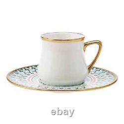 Set Of 6 Turkish Greek Porcelain Ethnic Coffee Cup And Tea Glass Serving Saucer