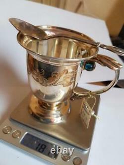 Set Vintage Sterling Silver 925 Tea Coffee Cup & Spoon Silverware Signed 181 gr