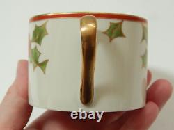 Set of 10 Fitz & Floyd Christmas Holly Teacups & Saucers Tea Cups