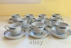 Set of 11 Royal Copenhagen Gemina teacups set, Gertrud Vasegaard, Blue and White