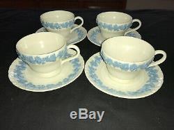 Set of 12 HTF Wedgwood Queensware Lavender on Cream Shell Edge Tea Cup & Saucer
