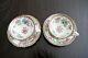 Set of 2 Aynsley England China Green Pink Floral Tea Cup and Saucer Sets