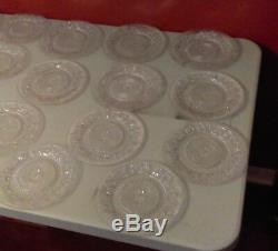 Set of 38 pcs Vintage Antique Clear Glass ETCHED CUT Plates & Tea Cups